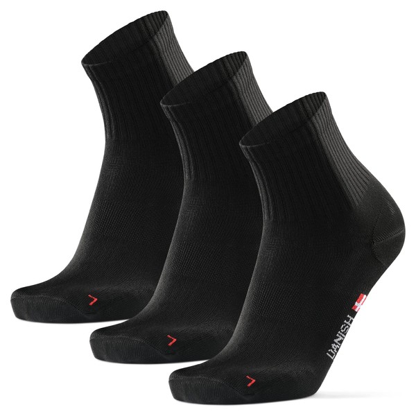 DANISH ENDURANCE 3 or 5 Pairs of Sports Socks Mid-High Breathable & Anti-blister for Men and Women, Black