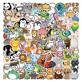 100PCS Q Version Cartoon Animals Stickers for Laptop Water Bottle Luggage Snowboard Bicycle Skateboard Decal for Kids Teens Adult Cartoon Stickers
