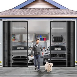 Privacy Garage Door Screen Blackout for 2 Car Garage-16x7FT Privacy Black Heavy Duty Magnetic Garage Screen, Hands Free, Magnetic Privacy Garage Screen Door