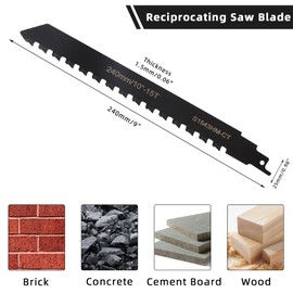 Reciprocating Saw Blades, 240 mm Reciprocating Saw Blade for Stone, Carbide Steel Saw Blades, Wood Stone Saw Blade for Reciprocating Saws, Stone Saw for Aerated Concrete, Concrete, Einhell, Bosch