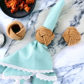 Napkin Rings Set of 12, Nautical Napkin Holders, Napkin Rings Bulk for Party Decoration, Dinning Table, Everyday, Family Gatherings - A Great Tabletop Décor - Natural