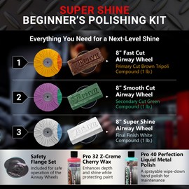 Zephyr - Super Shine Beginner's Aluminum Polishing Kit - Metal Polishing Kit Made for Fuel Tanks, Aluminum Wheels, Peterbilt Steps, & More