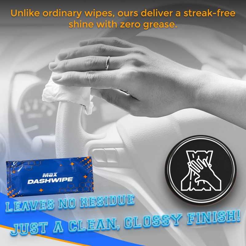 Car Wash Wipes with Refreshing Lemon Scent, Pack of 100
