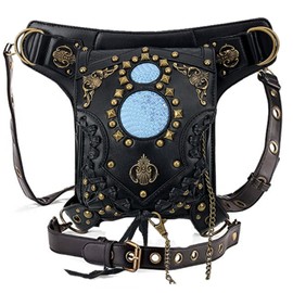 Steampunk Crossbody Shoulder Bag Messenger Gothic Waist Fanny Pack Chain Drop Leg Hip Holster Belt Purse Pouch