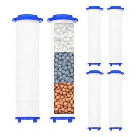 uxcell 6 Pcs Shower Head Filter with Calcium Balls 3.3 Inch PP Cotton Filter Cartridge Replacement High-Pressure Handheld Fan Shower Jet Sets