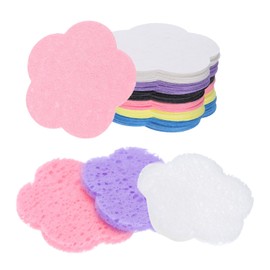 sourcing map 30 Count Compressed Facial Sponges Flower Face Cleansing Sponges Pads for Daily Skincare Routines at Home, Kitchen, Travel, Black/White/Blue/Purple/Pink/Yellow