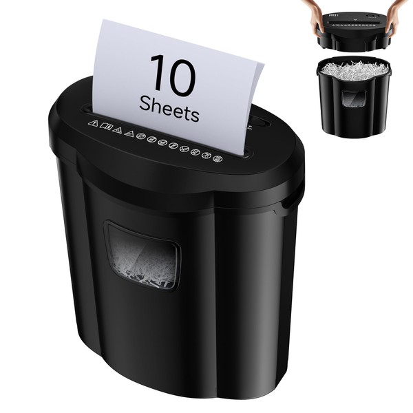 KRT Electric Paper Shredder for Home Use, 10-Sheet, Cross-Cut Design,