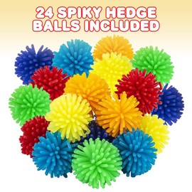 ArtCreativity 24 Pcs Spiky Balls Fidget for Kids Soft Sensory Balls in Various Vibrant Colors, Mini Porcupine Balls, Calming Spike Ball Toys for Autistic Children, Fun Birthday Party Favors