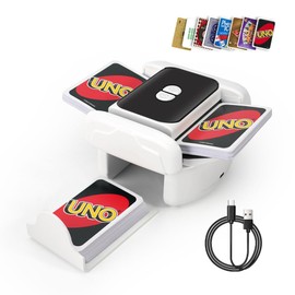 Kevsuvqin Low Noise Card Shuffler, Electric, 3000 mAh Card Shuffler, 2 Modes, Playing Card Tray, Mixing Machine Cards for 2 Decks, Card Mixing Device for UNO, Poker, Texas Hold Em, Blackjack