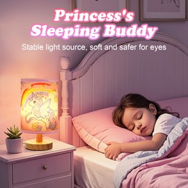 CIFNUH Bedside Table Lamp - 3 Colors Dimmable Kids Night Light for Girls Bedroom Desk Reading Night Stand Decor, Cute Unicorn Lamp for Girls Birthday Christmas Gifts (Pink)