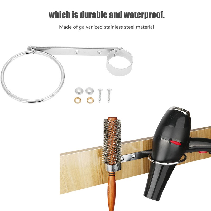 Salon Galvanized Stainless Steel Hair Dryer Holder Hands Free Comb