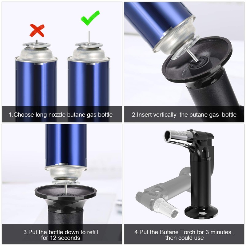 2 Pack Torch, Butane Torch Refillable, KitchenTorch for Cooking with