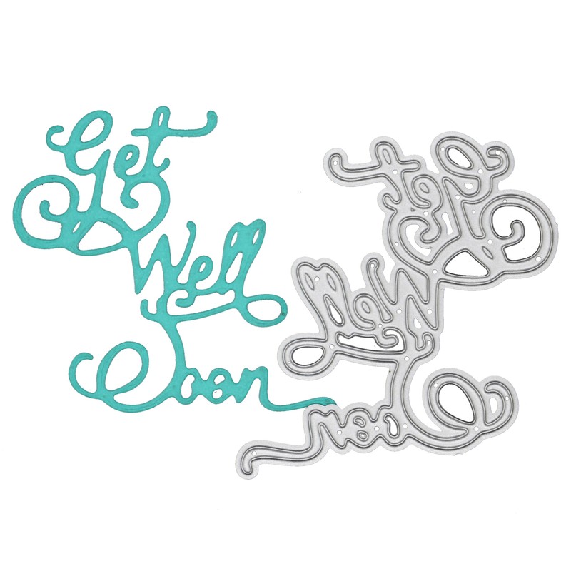 A Get Well Soon Sentiments Metal Cutting Die, Cutter Stencil,