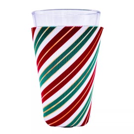 Coolie Junction Christmas Stripes Pattern Pint Glass Coolie  , Holiday Party