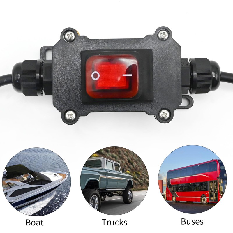 EATAKWARD 20A 125V AC Inline Cord Switch, IP66 Waterproof DPST