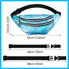 16 Pcs Fanny Packs for Women Holographic Fanny Pack Bulk 80s 90s Shiny Waist Bag Metallic Color with Adjustable Belt(Stylish Style)