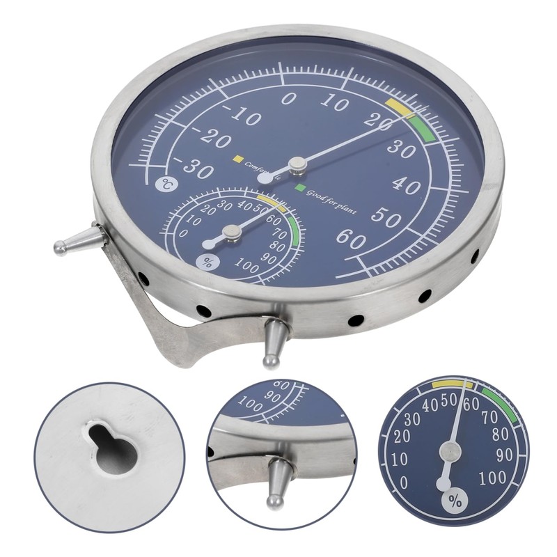 ULTECHNOVO Stainless Steel Thermohygrometer Digital Thermometer Precision Barometer Wireless Sauna