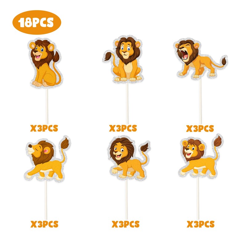 Lion Cupcake Topper, Jungle Safari Animal Cupcake Decor - Forest