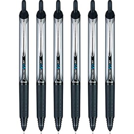 Pilot Precise V7 RT Refillable & Retractable Liquid Ink Rollerball Pens, Black Ink Pens, Fine Point (0.7 mm), 6-Pack - Ideal for School, Journaling, and Office Writing