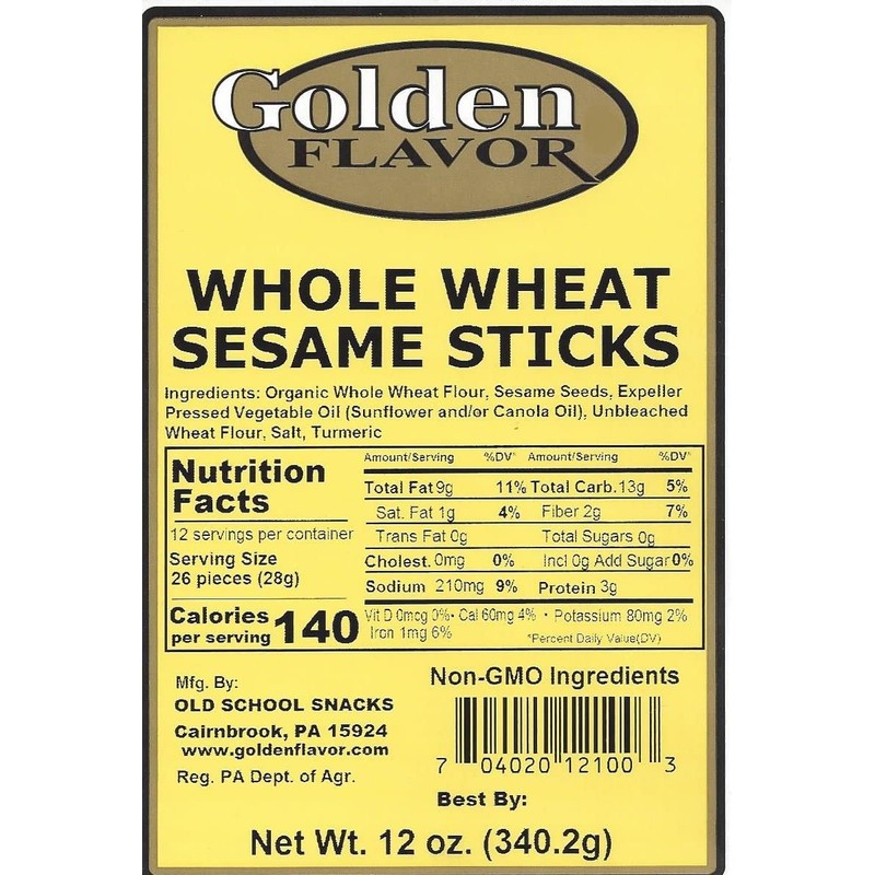 Golden Flavor - Whole Wheat Sesame Sticks - 12 oz