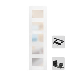 S&Z TOPHAND® 20 in x 84 inGlass MDF BarnDoor, PVC Surface, Simple DIY Assembly, with Senior Door Handle. Only Door, No Sliding Hardware Set.