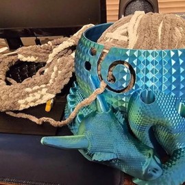 Yarn Storage Bowl, Dragon Design Knitting Yarn Bowl Crochet Bowl Holder with Holes for DIY Knitting Crocheting Accessories (OD Green)