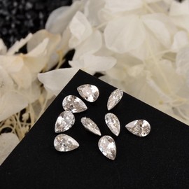 BAIYIYI 10pcs Nail Art Rhinestone Gems Pointed Back Clear K9 Glass Crystal Shiny Zircon Nail Diamonds Drop Shape 4 * 6mm Mini Rhinestone for DIY Acrylic Nail Art Decoration