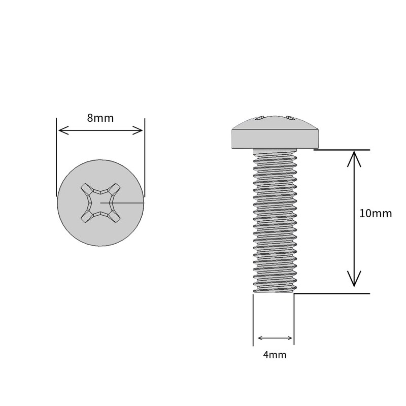 M4 (4mm x 10mm) Pozi Pan Head Machine Screws -