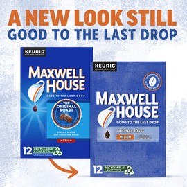 Maxwell House Original Roast Medium Roast K-Cup Coffee Pods (72 ct Pack, 6 Boxes of 12 Pods)