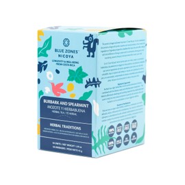 Blue Zones Nicoya - Burbark & Spearmint Flavored Tea Bags - 100% Natural, Organic, and Refreshing - High Micronutrients - Gluten, Caffeine, Sugar-Free - Pack of 18 (1.59 oz/ 45 g)