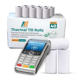40 Pcs Aibulo Thermal Till Rolls 57x40mm for Credit Card Machines | Compatible with PDQ, POS, EPOS, Barclaycard, Verifone, Ingenico, Sagem, Spire, Pax, Worldpay - 14m Long