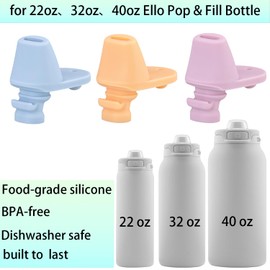 6 pcs Water Bottle Mouthpiece for Ello Pop & Fill Water Bottle，BPA Free Silicone Water Bottle Mouthpiece for 22oz、32oz、40oz Ello Pop & Fill Bottle (7, Pink/Yellow/Blue)