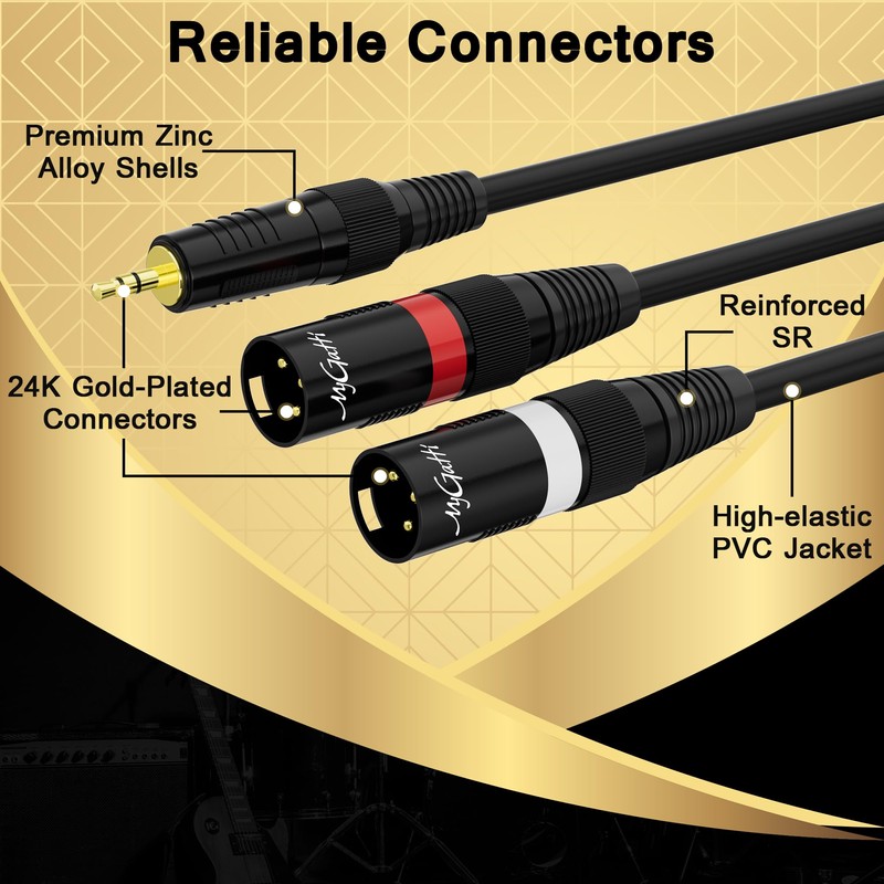 Mygatti 3.5mm TRS to 2 XLR Pro Stereo Cable 50