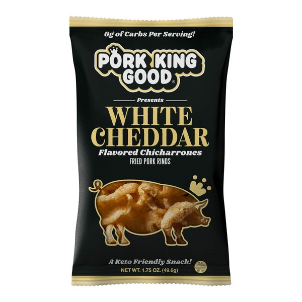 Pork King Good Pork Rinds (Chicharrones) (White Cheddar, 4 Pack)