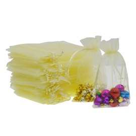 Lautechco 100Pcs Organza Bags 3.5x4.5 inches Beige Organza Gift Bags Small Mesh Bags Drawstring Gift Bags Christmas Drawstring Organza Gift Bags (3.5x4.5 inches Beige)