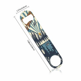 TASDANA Adventure Awaits Stainless Steel Bottle Opener Vintage Canoe Boat Forest and Mountains Landscape Flat Beer Bottle Opener Keychain for Home Kitchen Bar Restaurant Party Birthday Gift