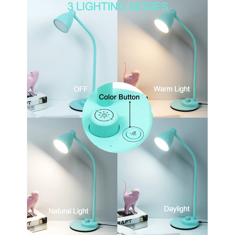 BOHON LED Desk Lamp with USB Charging Port, 3 Color