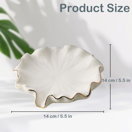 YoHyien Ceramic Soap Dish with Drainage, Lotus Leaf Soap Dish for Bathroom, Self Draining Soap Holder for Shower, Kitchen, and Sink, Keep Soap Dry & Easy Cleaning
