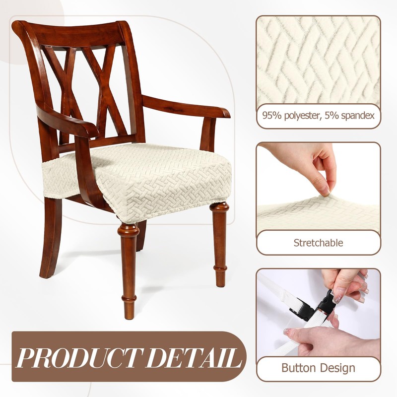 Large Jacquard Dining Room Chair Seat Covers with Armrest Dining
