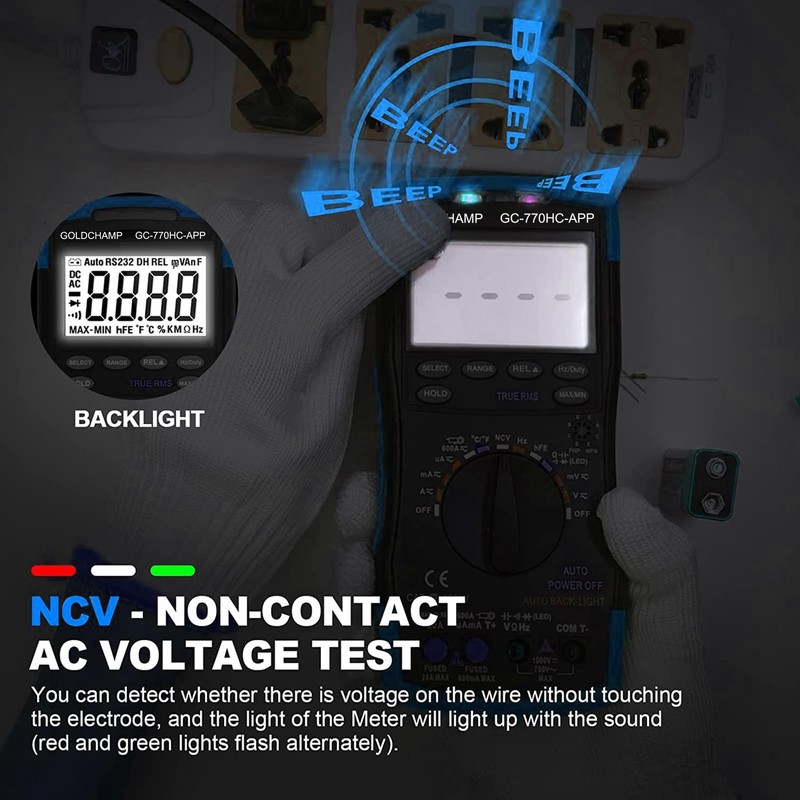Digital Multimeter Voltmeter TRMS 6000 Counting AC/DC NCV 1000V 20A
