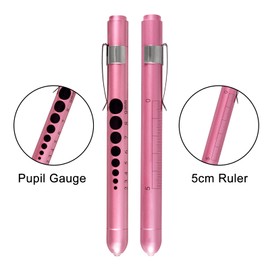 AOICRIE Diagnostic Medical Penlight, Mini Reusable LED Penlight Flashlight Pen Torch, Torch Doctor Nurse Emergency Pen Light with Pupil Gauge and Ruler (Rose Gold)