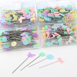 YICBOR 400Pcs Multicolor Straight Pins, 4 Styles Flat Head Quilting/Patchwork Sewing Pins with Storage Box for Sewing Marker and Craft Positioning