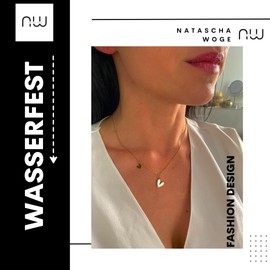 NataschaWoge® Minimalistisch Doppelherz Herz 2 Herzen Halskette, 18K Vergoldet Edelstahl, Verstellbare Kette, Wasserfest