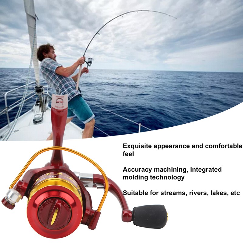 8 Bearing Fishing Spinning Reel Red Color 5.2:1 Gear Ratio