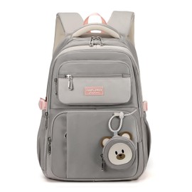 Travistar School Backpack Teenager Boys Girls School Bag Cute Waterproof School Backpack Women Men School Bag Laptop Bag Backpack Nylon, K011-Grey