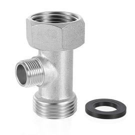 Bewudy Bidet T Adapter, T Valve for Bidet, T-Connector Bidet Attachment with Gasket Toilet Faucet Splitter 3-Way Shower Diverter Valve (7/8" x 7/8" x 3/8")