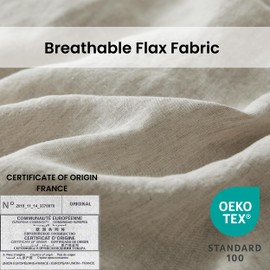 Simple&Opulence 100% Linen Duvet Cover Set with Crossed Embroidery Washed - 3 Pieces (1 Duvet Cover with 2 Pillow Shams) Soft Breathable Farmhouse - Linen, Queen Size