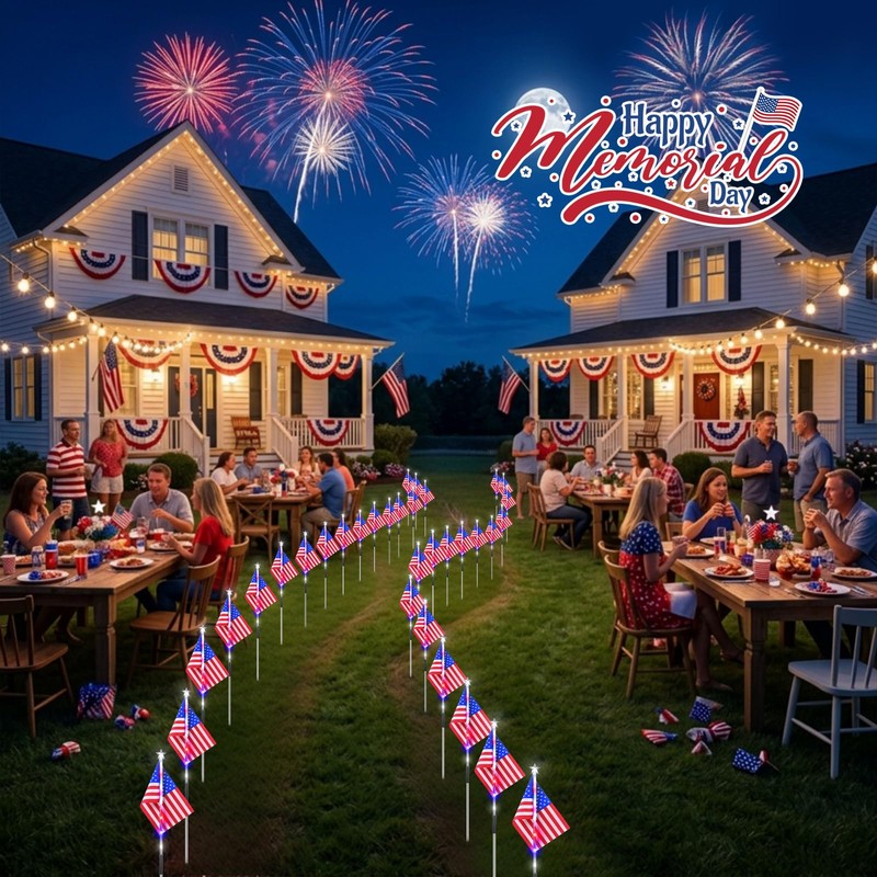 DTNESS 12 Pack 108 LEDs American Flag Pathway Lights w/