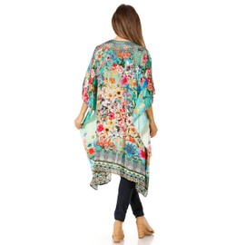 Sakkas 1822 - Jenni Women's Mid Length Boho Caftan Kaftan Dress Cover up Flowy Rhinestone - 500 - OS