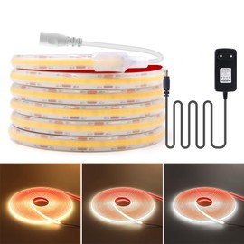 12V COB LED Strip Lights 320 LEDs/M IP68 Waterproof Super Bright DC Flexible LED Tape Lights with Power Adapter for for DIY Bedroom Kitchen Home Decor